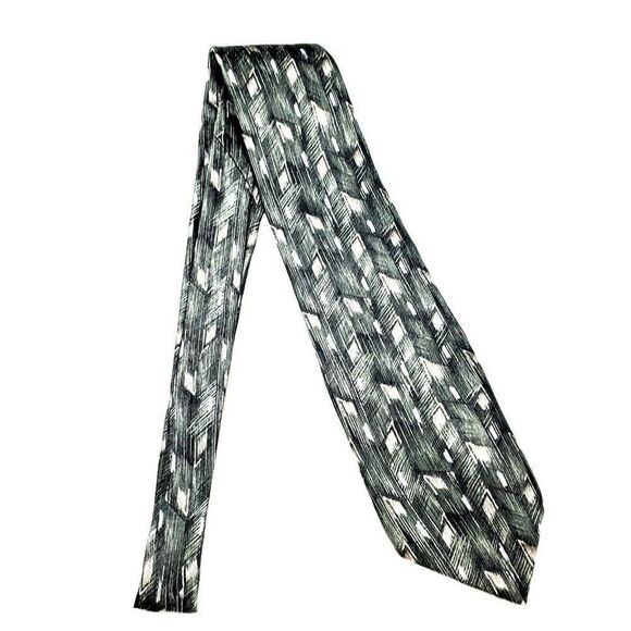 Pierre Cardin Silk Tie Green Abstract Print Classi - Picture 6 of 6